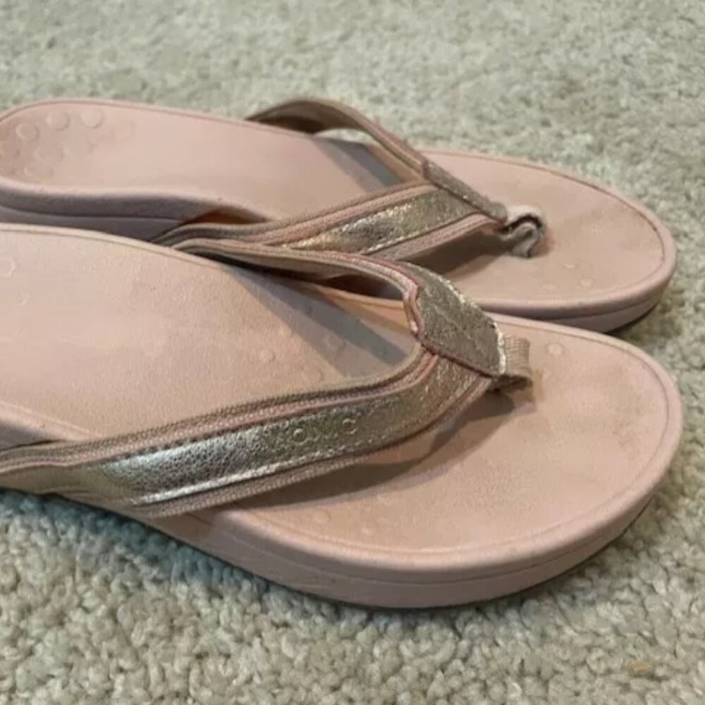 Vionic Womens Pink Sequin Platform Slides Thong F… - image 1